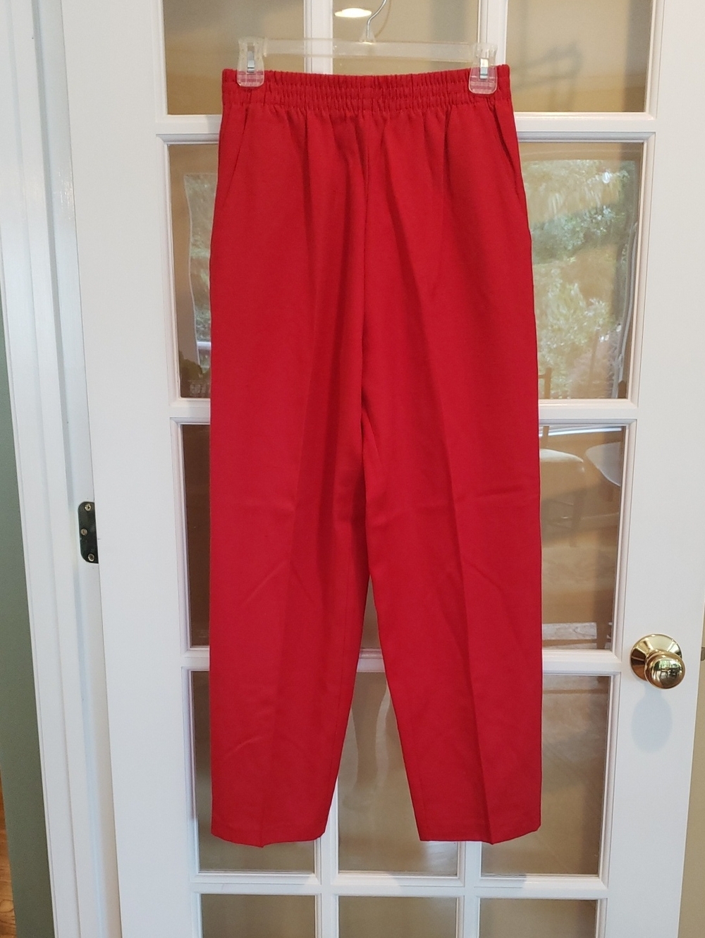 Vtg Joan Walters Red Elastic Waist Straight-Leg Pants Size: 8P